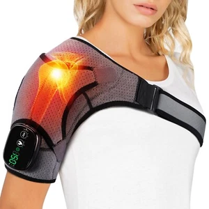 Electric Heated Shoulder Brace Massager Rotator Cuff Support Compression Wrap - Picture 1 of 20