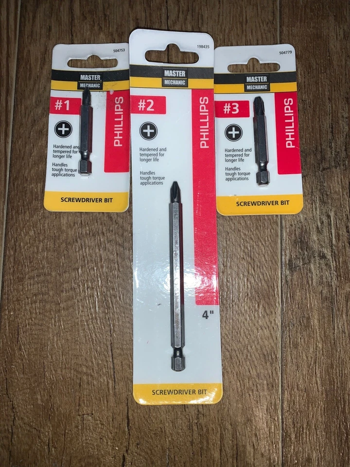 Set of 3 Phillips Screwdriver Bits (#1), (#2), (#3) - Image 1 of 1
