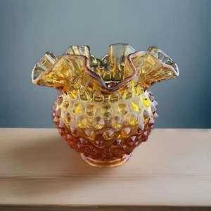Fenton Hobnail ciotola ambra ottime condizioni senza scheggiature o crepe - Foto 1 di 3
