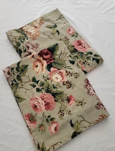 VTG 2 Waverly Brianna Sage Green Rose Lilac Floral Pillow Cover Sham Linen - Picture 1 of 11