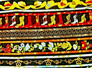 "WHOA COWGIRL! #692_311 BLACK "BORDER PRINT" BTY - Picture 1 of 1