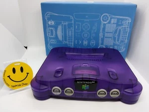 Console Shell Nintendo 64 COLORE PERSONALIZZATO viola con console N64 in scatola - Foto 1 di 8