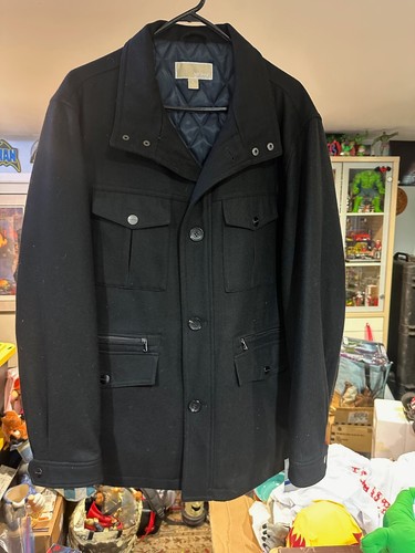 Giacca cargo uomo Michael Kors misto lana nera taglia X Large nuova con etichette