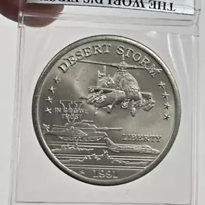 Original Hutt River Province $5 COIN 1991 Desert Storm AH-64 Apache Helicopter - Picture 1 of 6