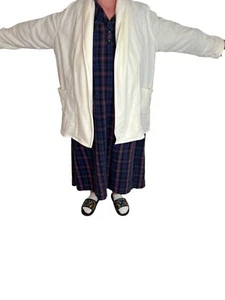 Woman Within Übergröße 1X weiße Microfleece Strickjacke offene Jacke Taschen E543 - Bild 1 von 7