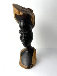Cabeza de busto de mujer africana tallada a mano original keniana de colección - Imagen 1 de 7
