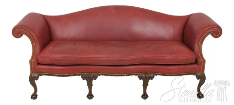 57882EC: KITTINGER Colonial Williamsburg Clawfoot Mahogany Leather Sofa Cover