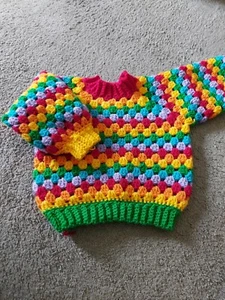 Crochet pattern for childs Top Down No Sew Granny Stripe jumper age 1 to 12 - Picture 1 of 1