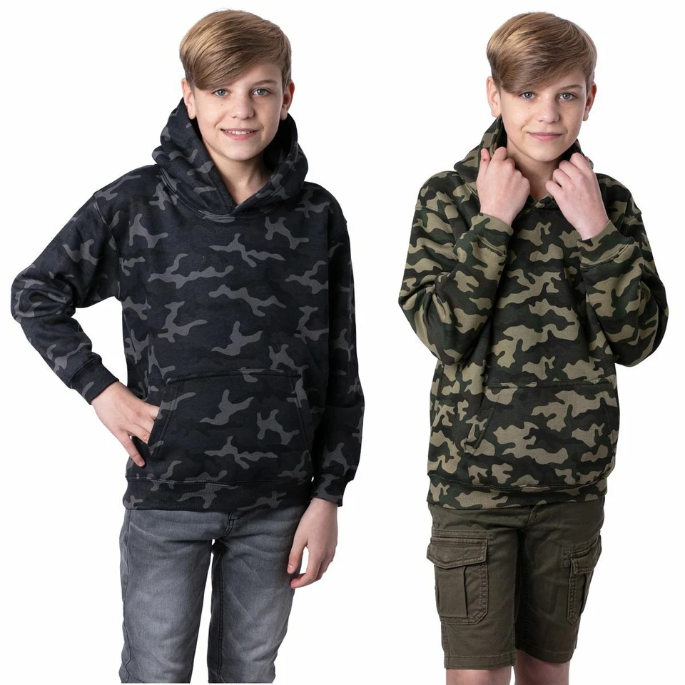 MIVARO Jungen Camouflage Pullover Kapuze Kinder Tarnmuster Kapuzenpullover Pulli Camo