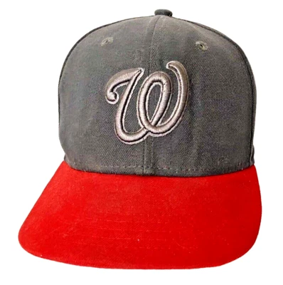 New Era 59fifty Genuine MLB Washington Nationals Gray & Red Fitted Cap Hat 6 7/8 - Image 1 of 4