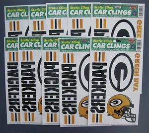30 GREEN BAY PACKER WINDOW CLINGS 3 CLINGS PER SHEET 8"x 2" 5"x 4" & 4"x 4" NEW - Picture 1 of 2