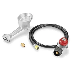 Propane Cast-Iron Round Burner & 4FT 20PSI High Pressure Regulator Hose& Fitting - Picture 1 of 8