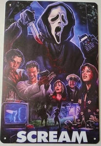 SCREAM Tin Sign 8x12 Horror Slasher Wes Craven Drew Barrymore Neve Campbell - Picture 1 of 2