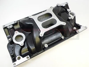 Black Vortec Dual Plane Intake Manifold for SBC 1957-86 Small Block Chevy 350 V8 - Picture 1 of 4