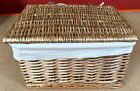Wicker Basket with Wicker Lid with Canvas Lining 38cm Wide 28cm Long 20cm High