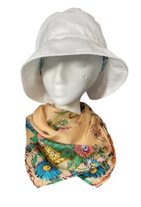 VTG 40s 50s Scarf Basket, Daisies, Purple Roses, Peonies Floral 26x28 Novelty - Picture 1 of 13