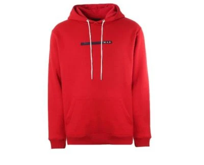 BOOHOO HOMBRE ESPALDA ESTAMPADO SUDADERA CON CAPUCHA ROJO MEDIANO - NUEVO CON ETIQUETAS Foto 1 de 4