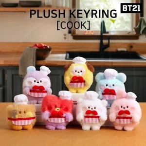 BTS BT21 Official Goods minini Plush Keyring COOK Ver + Tracking Number - Imagen 1 de 3