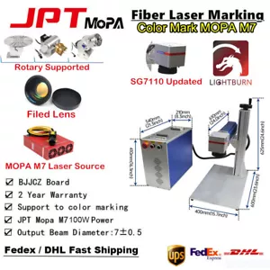 Máquina de marcado láser de fibra JPT MOPA M7 20W/30W eje giratorio EZCAD2, SG7110 Galvo - Imagen 1 de 14