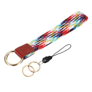 6.8" Keychain Wristlet, Key Chain Wristlet Bracelet with Double Rings Rainbow - Picture 1 of 5