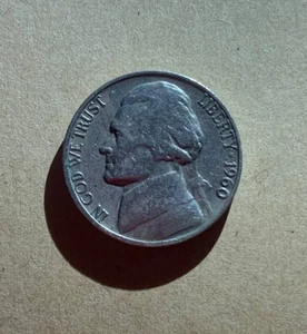 1960 Five Cent D Usa Coin Jefferson Nikel 5C RARE ! - Picture 1 of 6