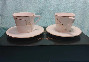 Coppia piattini tazze tè caffè Yves Saint Laurent come nuovi set 2 scatola bianca INUTILIZZATI   - Foto 1 di 5