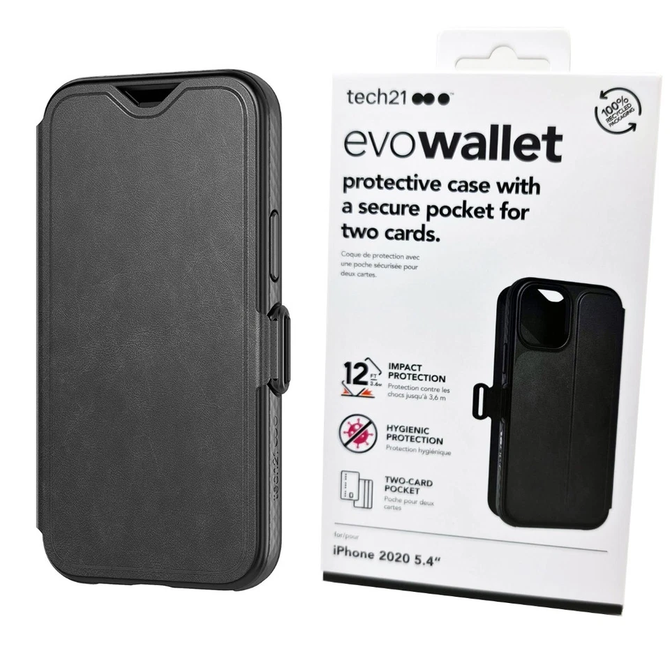 Tech21 Evo Wallet Case for iPhone 12 mini 13 mini Cover - Shockproof - Image 1 of 4