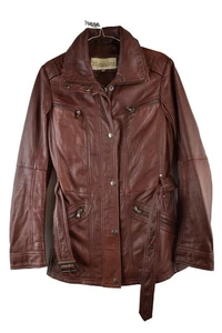 Lakeland Fine Leather Womans brown Soft Letaher Belted Trench Jacket Size 12 - Picture 1 of 8