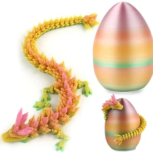 Drago uovo stampato in 3D drago articolato drago cristallo con uovo fidget giocattolo regalo - Foto 1 di 10
