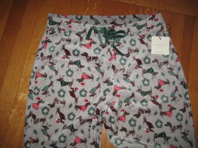 NEW Cynthia Rowley Dachshund Minky Velour Pajama Pants Jogger Christmas Small - Image 1 of 4