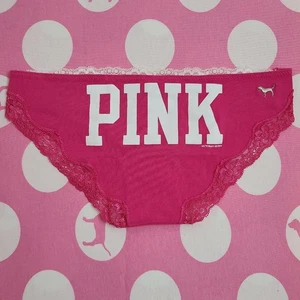 Braguita de bikini de tiro extra bajo con gráfico de encaje de algodón vs rosa rara de colección talla XS - Imagen 1 de 5