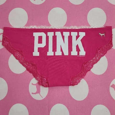 Rare VTG VS PINK Graphic Cotton Lace Extra Low Rise Bikini Panty Size XS - Image 1 of 4