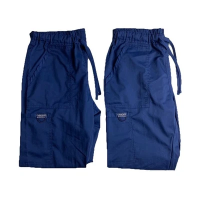 Lote de 2 Pantalones Médicos Cherokee Ropa de Trabajo Unisex Talla Mediana Azul Marino Pull On WW020 Foto 1 de 4