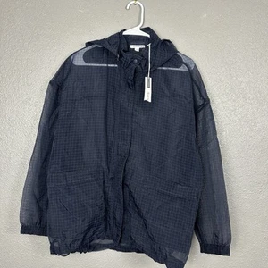 NWT Chicos Zenergy Sheer Textured Jacket Navy Size 3 US 16 Athleisure Hooded - Picture 1 of 16