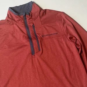 Vineyard Vines On The Go Shep Shirt Sz S Heather Red & Gray 1/4 Zip Pullover Top - Picture 1 of 7