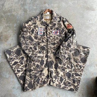 Vtg 80's Cabela's U.S. Olympic Shooting Team Coveralls Duck Camo Size XL Hunting - Image 1 of 4