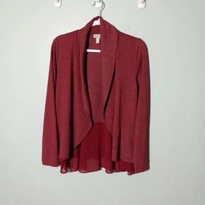 LOGO by Lori Goldstein Strickjacke Pullover Gr. Medium, weinrot rot Strick Chiffon - Bild 1 von 12
