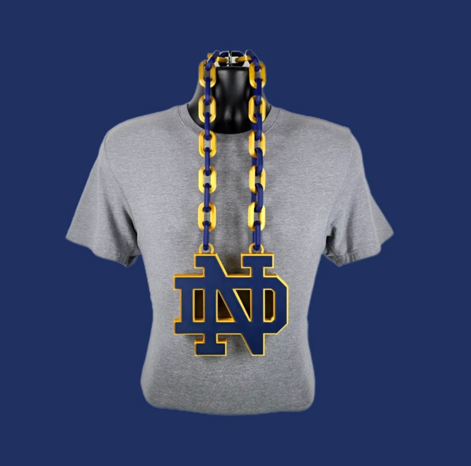 Notre Dame Fighting Irish Fan Chain Pendant Necklace NCAA College Navy 2 - Image 1 of 1