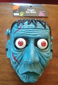 FRANKENSTEIN Kid 8"x10" Hard Plastic Mask Blue Googly Eyed Halloween Costume NEW - Picture 1 of 1