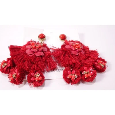 Pendientes para mujer Banana Republic festivos con flecos con cuentas nuevos con etiquetas 78 rojos Foto 1 de 4