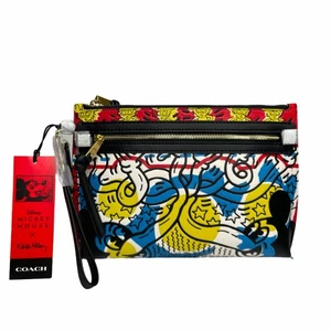 Coach Disney Mickey Mouse x Keith Haring Academy Pouch Wristlet Bag - Picture 1 of 8