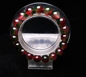 10.3mm Natural Watermelon Tourmaline Quartz Gemstone Bangle Bracelet - Picture 1 of 6