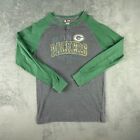 Green Bay Packers Shirt Mens Medium Long Sleeve Ragland Gray Green 1/4 Button