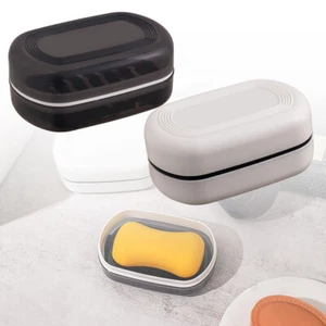 1x With Lid Travel Reusable Soap Box Dish Holder Bathroom Container Soap Case - Picture 1 of 10