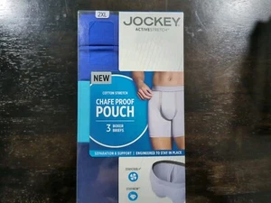 Jockey Men 2XL 44-46 Chafe Proof Pouch Stretch Boxer Brief - 3 Pack Underwear - Picture 1 of 2