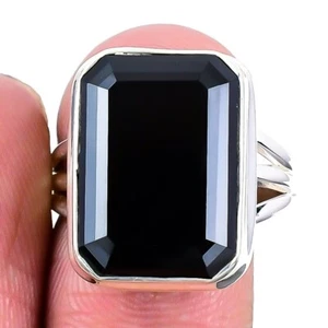 Black Spinel Gemstone 925 Silver Sister Engagement Art Deco Elegant Cluster Ring - Picture 1 of 7