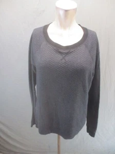LUCY Size L Womens Black Round Neck Long Sleeve Textured Athletic Sweatshirt 842 - Picture 1 of 9