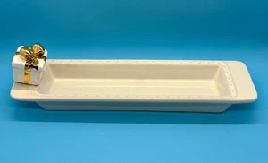 Nora Fleming 11.75” Cracker Olive Dish White Pearl Dot w/ White Gift Box Charm - Picture 1 of 12