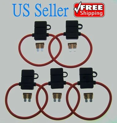 5Pack 10Gauge Inline ATC Fuse Holder+7.5AMP Fuse With Cover New Car TruckInstall - Image 1 of 4
