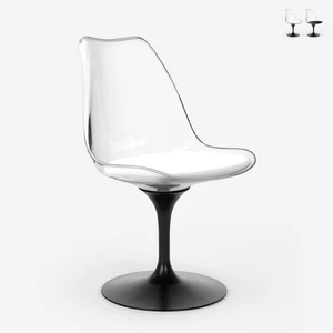 Chaise de salon transparente Tulipe moderne noire coussin Lupas Dark